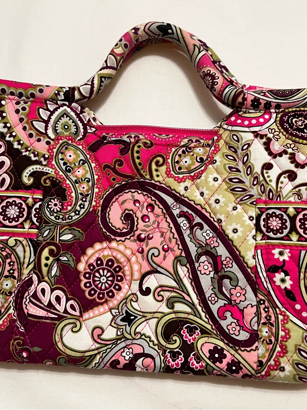 Vera Bradley Pink Paisley Quilted Tote Bag